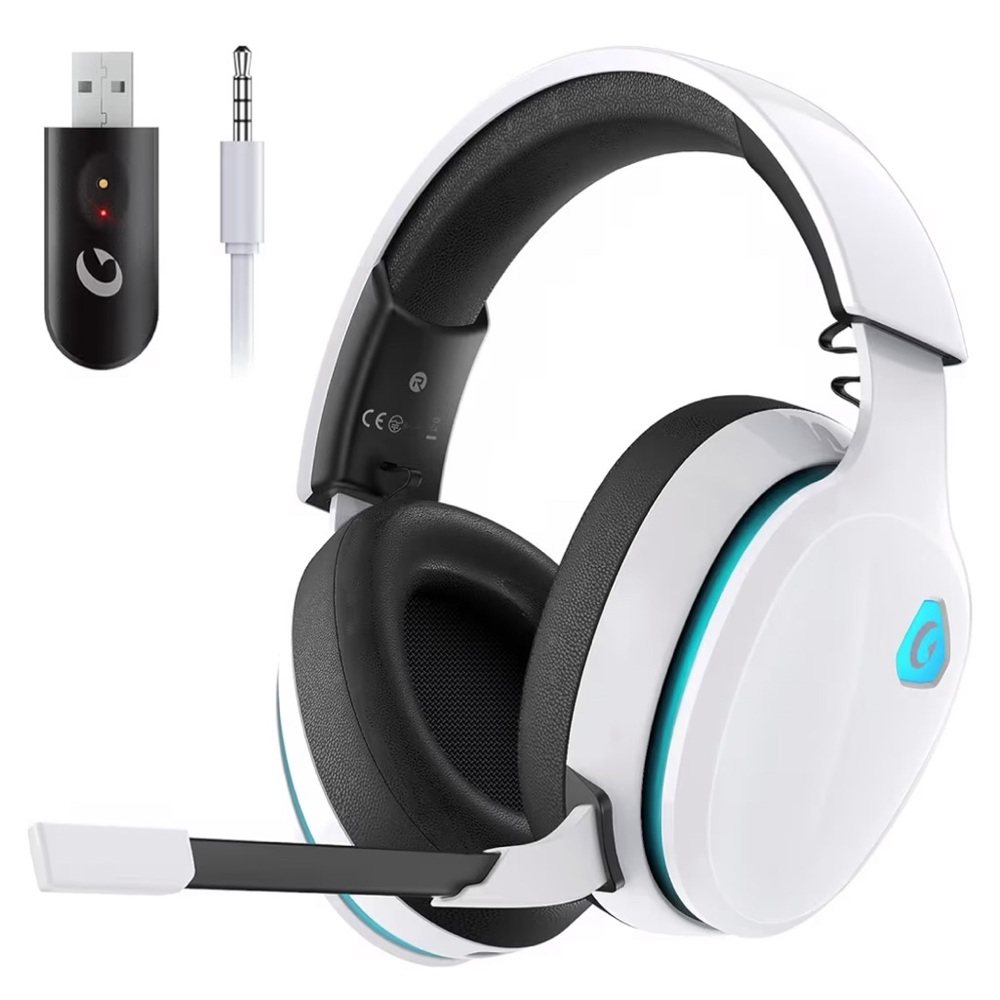 Wireless White Gaming Headset with Microphone